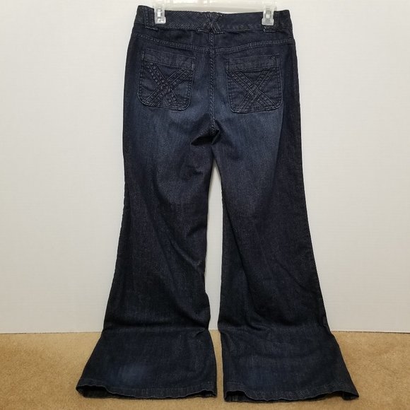 Mossimo jeans 6 Wide Leg denim trouser whiskered early 2000's stretch - Picture 2 of 13